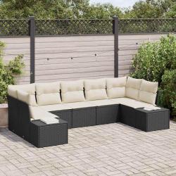 Ensemble de canap&eacute; de jardin avec coussin 7 pcs Noir polyrotin