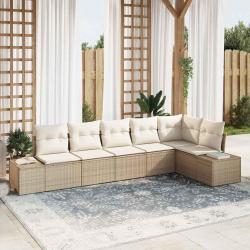 Ensemble de canap&eacute; de jardin 6 pcs Beige et cr&egrave;me polyrotin