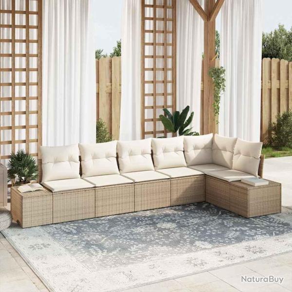 Ensemble de canap� de jardin 6 pcs Beige et cr�me polyrotin