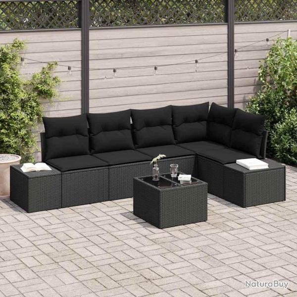 Ensemble de canap� de jardin 6 pcs Noir polyrotin