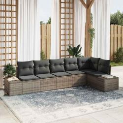 Ensemble de canap&eacute; de jardin avec coussin 6 pcs Gris polyrotin