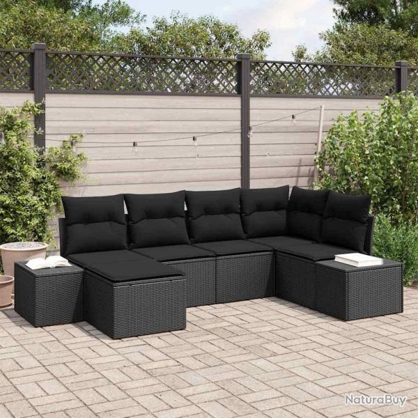 Ensemble de canap� de jardin avec coussin 6 pcs Noir polyrotin