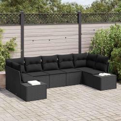 Ensemble de canap&eacute; de jardin avec coussin 7 pcs Noir polyrotin