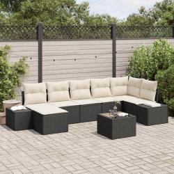 Ensemble de canap&eacute; de jardin avec coussin 8 pcs Noir polyrotin