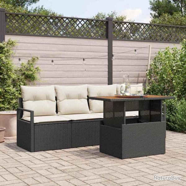 Ensemble de canap� de jardin avec coussin 5 pcs Noir et cr�me