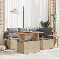 Ensemble de salle &agrave; manger pour jardin 5 pcs Beige et gris