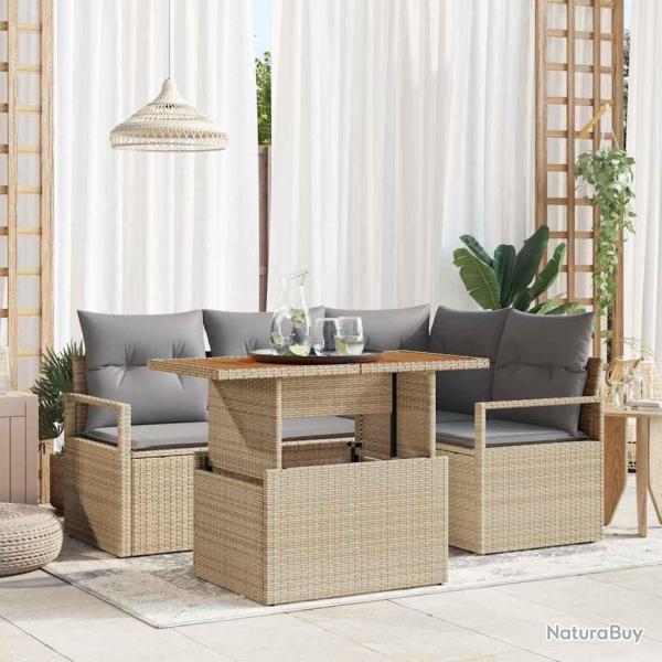 Ensemble de salle � manger pour jardin 5 pcs Beige et gris