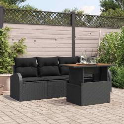Ensemble de canap&eacute; de jardin avec coussin 5 pcs Noir