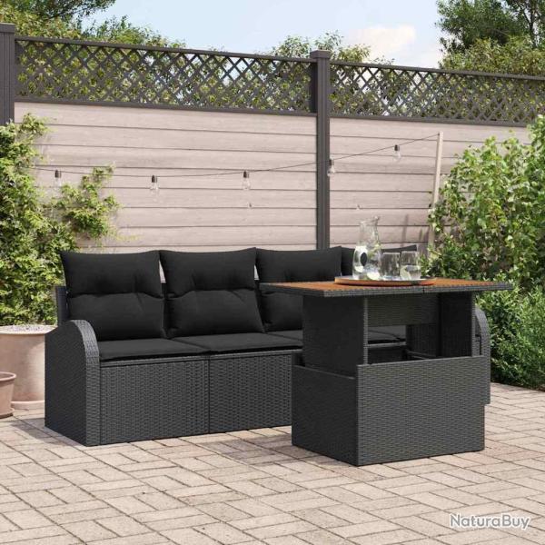 Ensemble de canap� de jardin avec coussin 5 pcs Noir