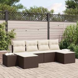 Ensemble de canap&eacute; de jardin 6 pcs Marron polyrotin