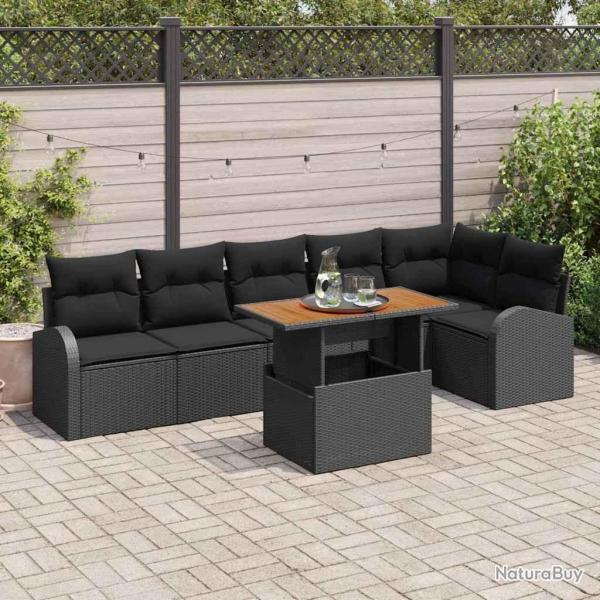 Ensemble de canap� de jardin avec coussin 7 pcs Noir