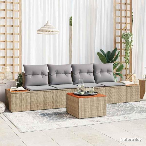 Ensemble de canap� de jardin 5 pcs Beige Poly rotin
