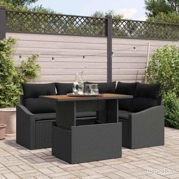 Ensemble de salle � manger pour jardin 5 pcs Noir et Marron