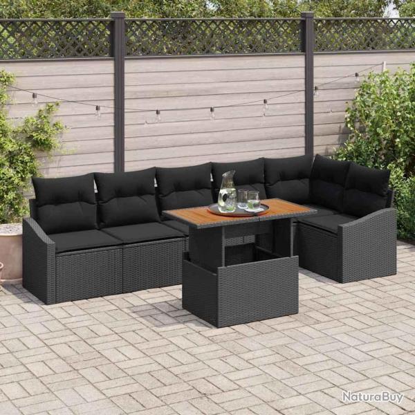 Ensemble de salle � manger pour jardin 7 pcs Noir et Marron