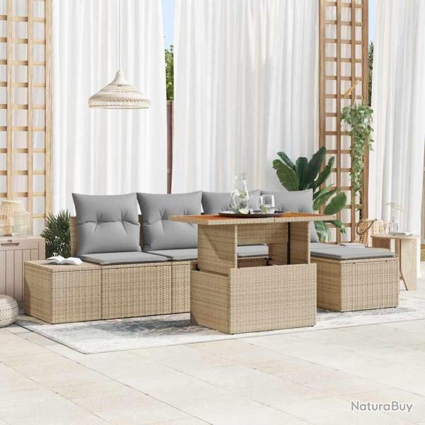 Ensemble de salle � manger pour jardin 6 pcs Beige et gris