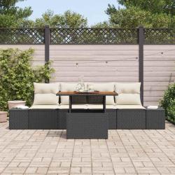 Ensemble de salle &agrave; manger pour jardin 5 pcs Noir et Cr&egrave;me