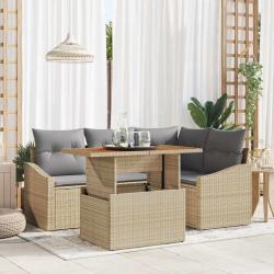 Ensemble de salle &agrave; manger pour jardin 5 pcs Beige et gris