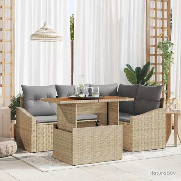 Ensemble de salle � manger pour jardin 5 pcs Beige et gris