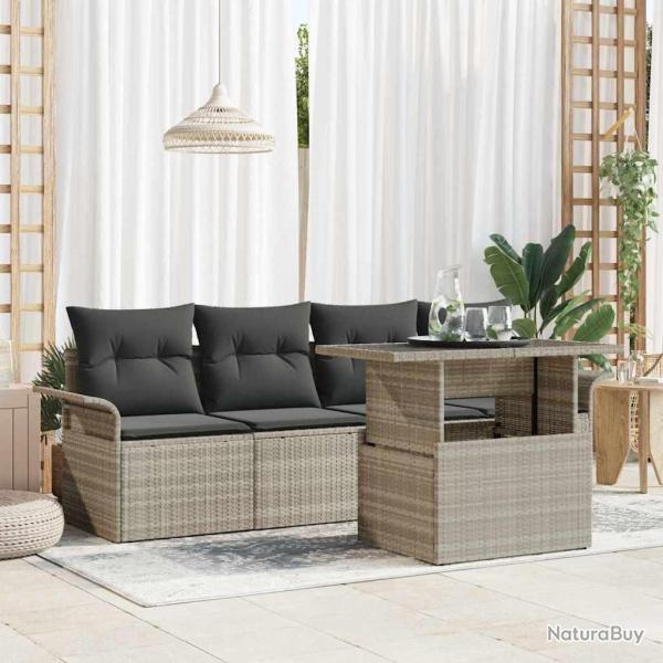 Ensemble de canap� de jardin 5 pcs Gris clair polyrotin