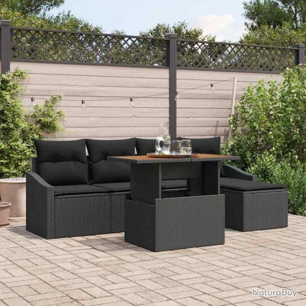 Ensemble de salle � manger pour jardin 6 pcs Noir et Marron