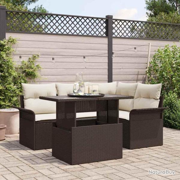 Ensemble de canap� de jardin 5 pcs Marron Poly rotin