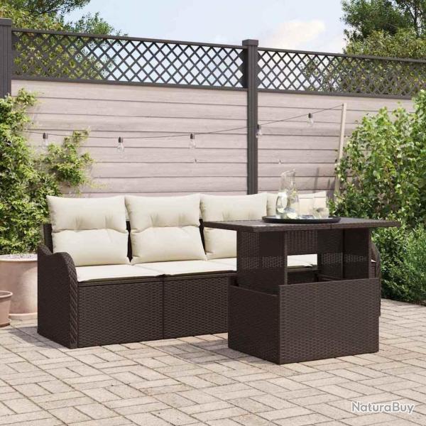 Ensemble de canap� de jardin 5 pcs Marron Poly rotin