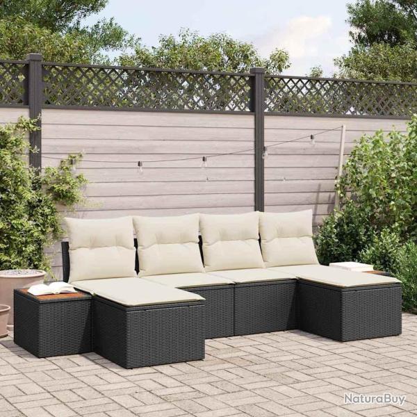 Ensemble de canap� de jardin avec coussin 6 pcs Noir polyrotin