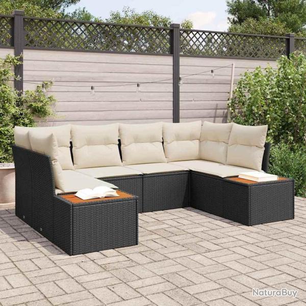 Ensemble de canap� de jardin avec coussin 6 pcs Noir polyrotin