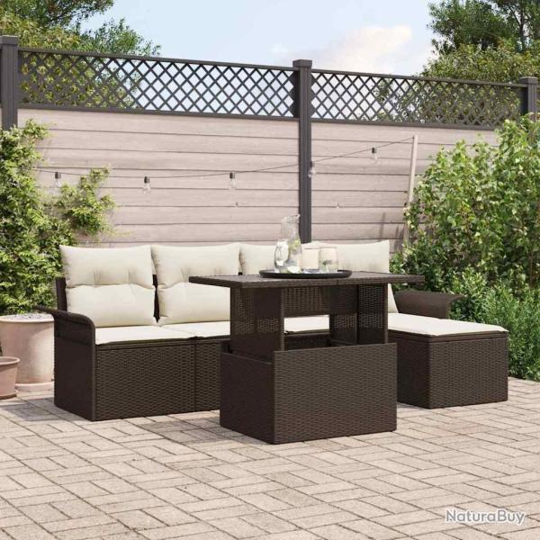 Ensemble de canap� de jardin 6 pcs Marron polyrotin