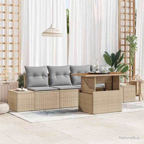 Ensemble de salle � manger pour jardin 5 pcs Beige et gris