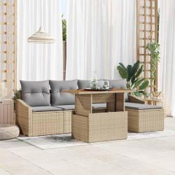 Ensemble de salle &agrave; manger pour jardin 6 pcs Beige et gris