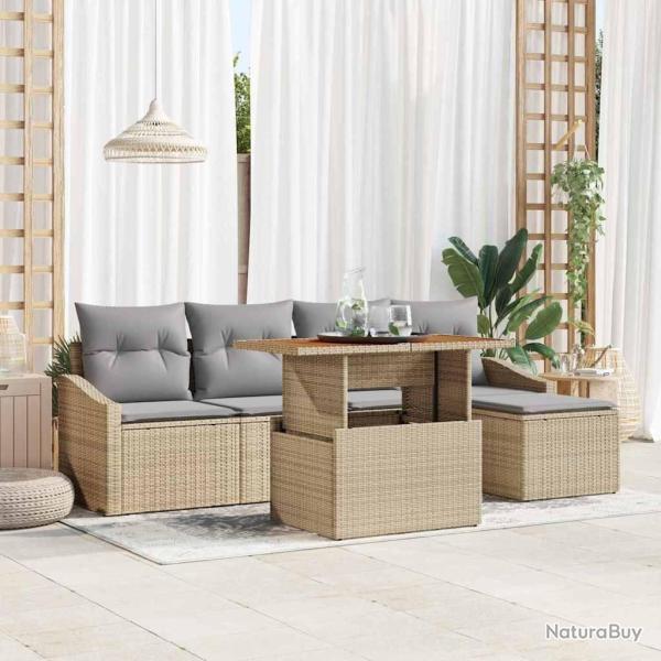 Ensemble de salle � manger pour jardin 6 pcs Beige et gris