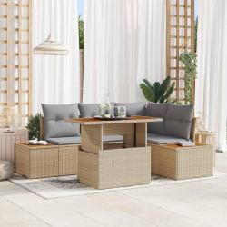Ensemble de salle &agrave; manger pour jardin 5 pcs Beige et gris