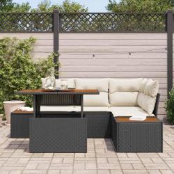 Ensemble de salle &agrave; manger pour jardin 5 pcs Noir et Beige
