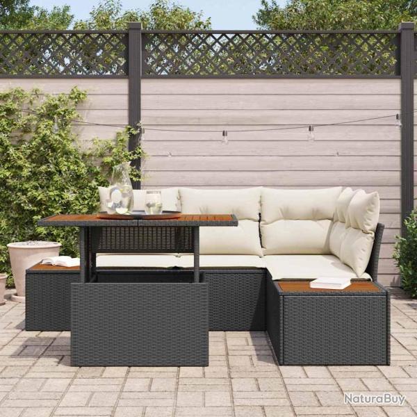 Ensemble de salle � manger pour jardin 5 pcs Noir et Beige