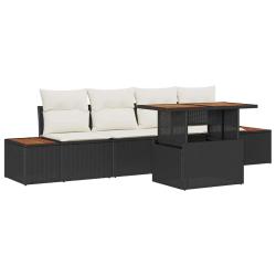 Ensemble de salle &agrave; manger pour jardin 5 pcs Noir et Beige