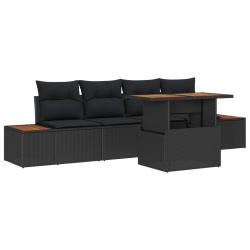 Ensemble de salle &agrave; manger pour jardin 5 pcs Noir et Marron