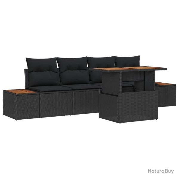 Ensemble de salle � manger pour jardin 5 pcs Noir et Marron