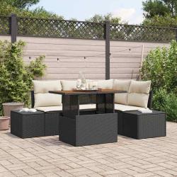 Ensemble de canap&eacute; de jardin avec coussin 5 pcs Noir et Cr&egrave;me