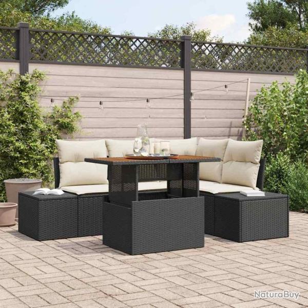 Ensemble de canap� de jardin avec coussin 5 pcs Noir et Cr�me