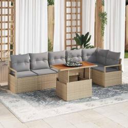 Ensemble de salle &agrave; manger pour jardin 7 pcs Beige et gris