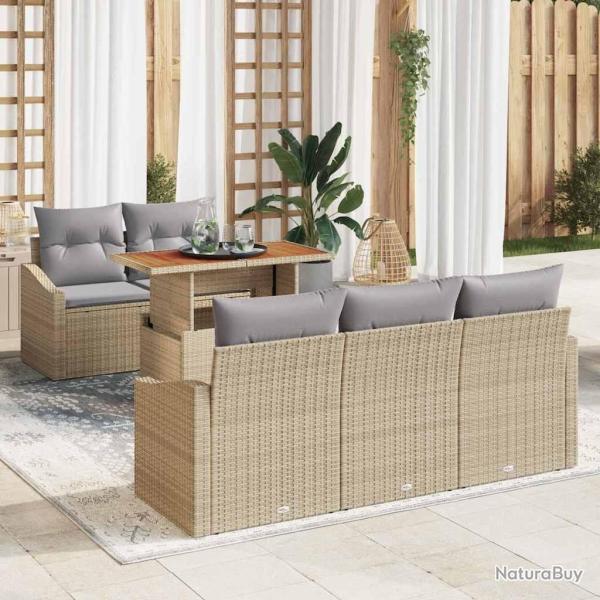 Ensemble de salle � manger pour jardin 6 pcs Beige et gris