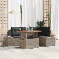 Ensemble de canap&eacute; de jardin avec coussin 5 pcs Gris et marron