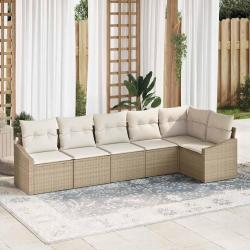 Ensemble de Canap&eacute;s avec coussin 6 pcs Beige polyrotin