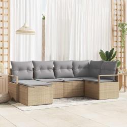 Ensemble de Canap&eacute;s avec coussin 6 pcs Beige polyrotin