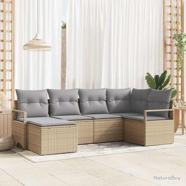 Ensemble de Canap�s avec coussin 6 pcs Beige polyrotin