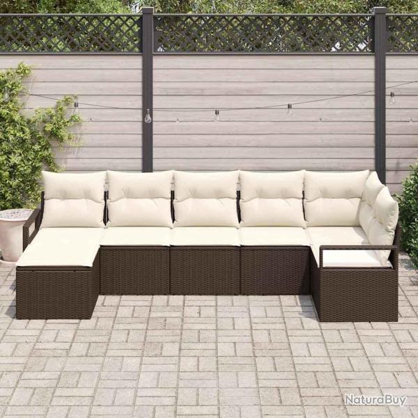 Ensemble de Canap�s 7 pcs Marron polyrotin