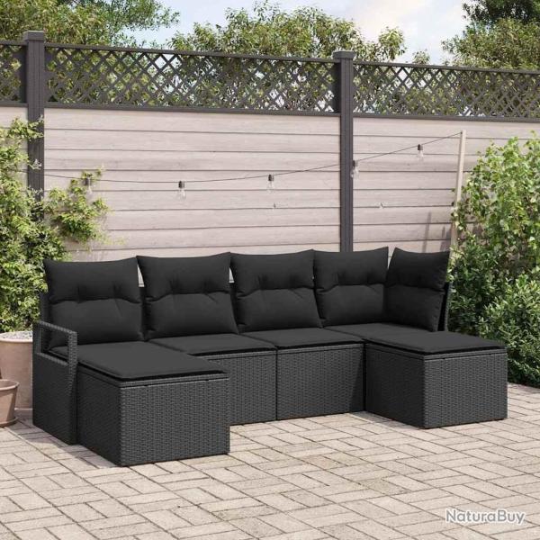 Ensemble de Canap�s 6 pcs Noir polyrotin
