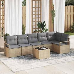 Ensemble de Canap&eacute;s avec coussin 7 pcs Beige polyrotin