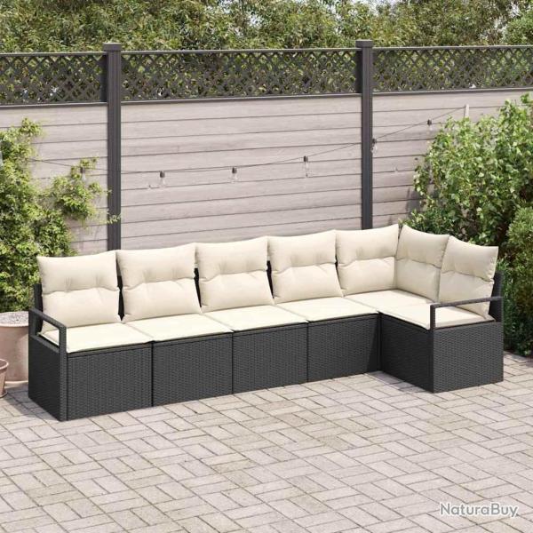 Ensemble de Canap�s 6 pcs Noir polyrotin